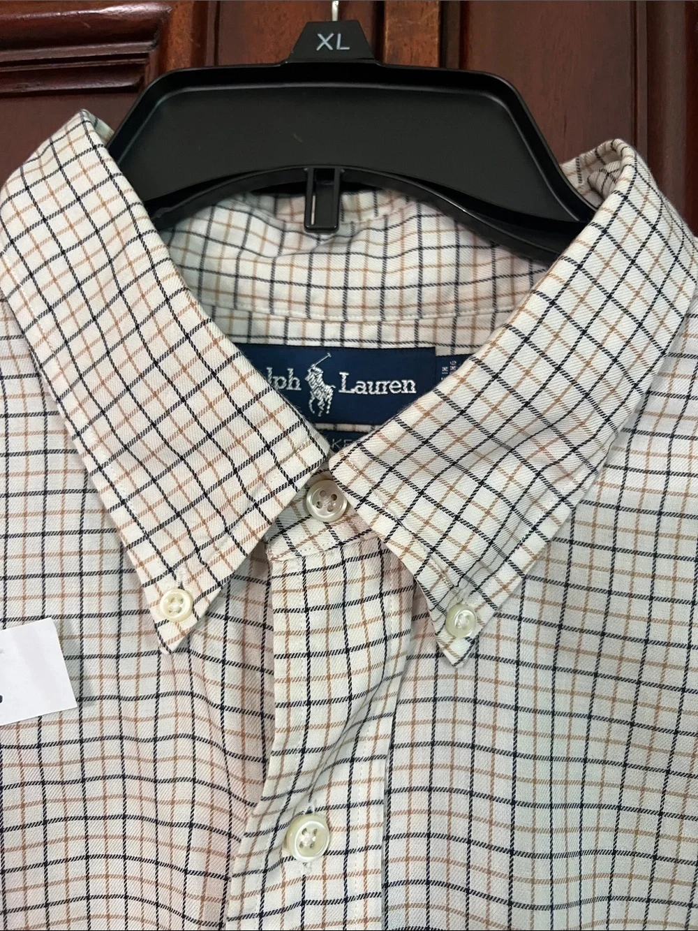 Polo by Ralph Lauren Cream Button-Down Check Shirt with Navy Plaid